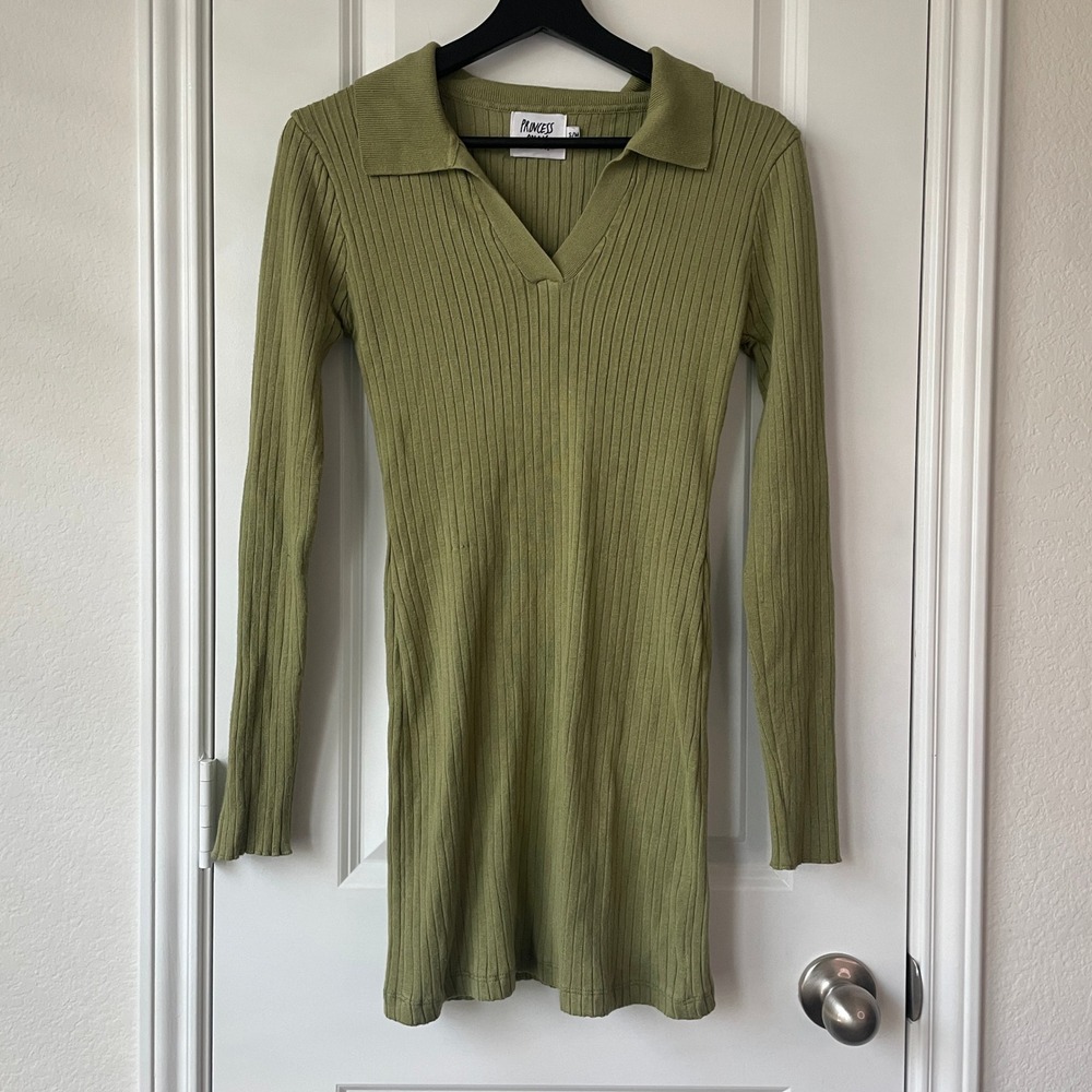 Princess Polly Talia Knit Mini Dress Pistachio Green S/M Bodycon Y2K Party Club